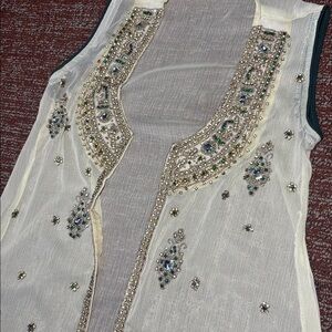 Vintage beaded kimono sleeveless embellished duster women’s Xs emerald green